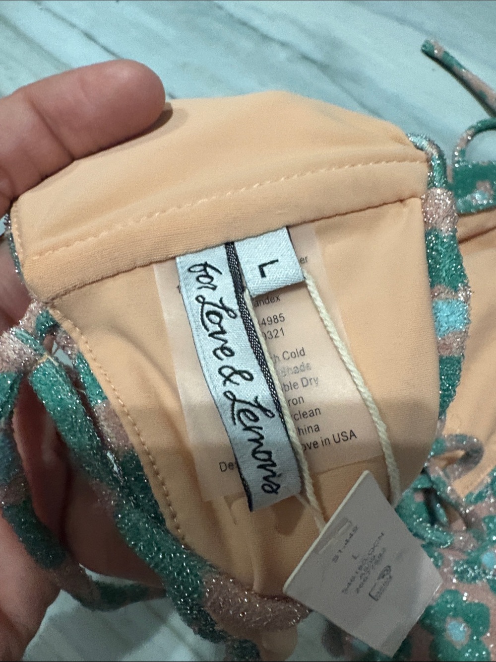 NWT For Love & Lemons Teal Floral One-Piece with Blush Accents - Picture 5 of 5